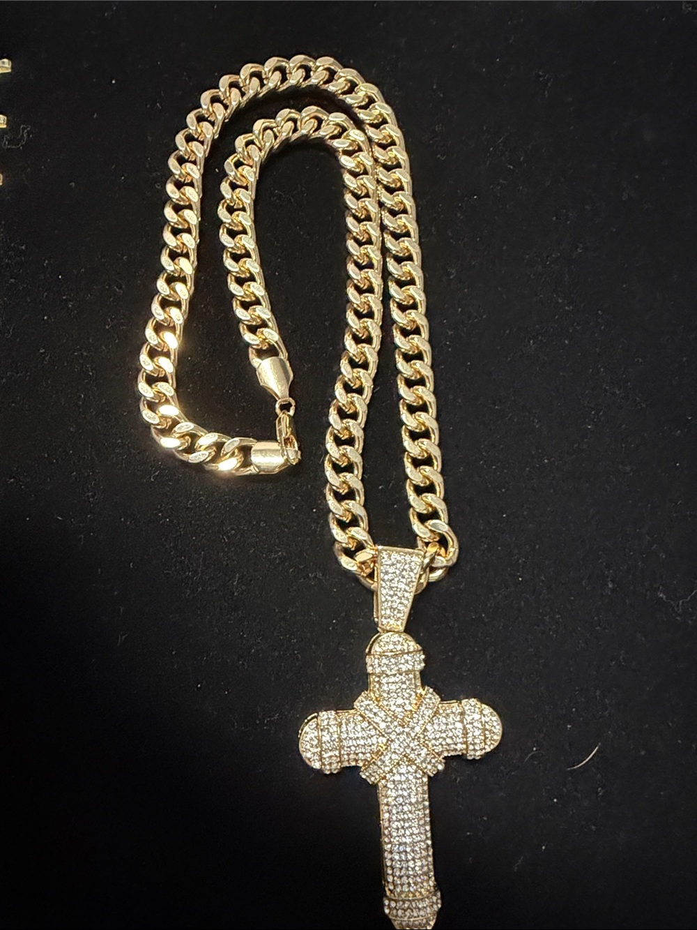 Gold-Tone Pave Cross Pendant Necklace - Women